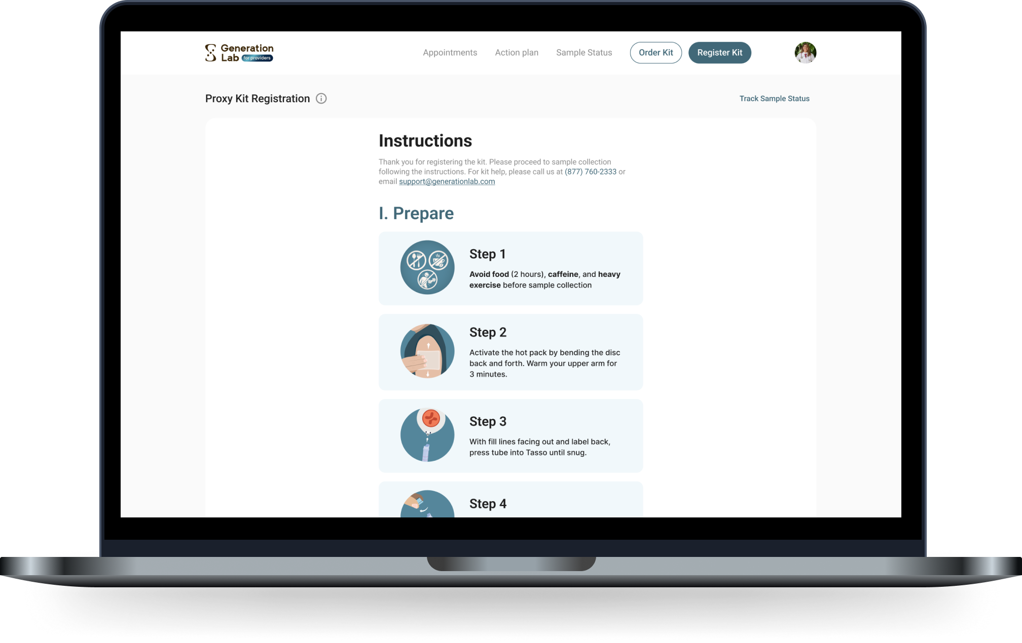Generation Lab clinician & client portal — desktop