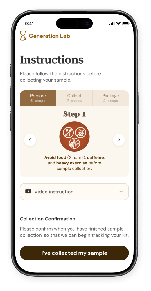 Generation Lab clinician & client portal — mobile