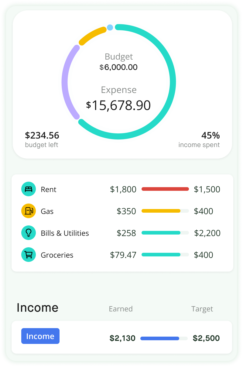 Mobile mockup with vibrant category chips
