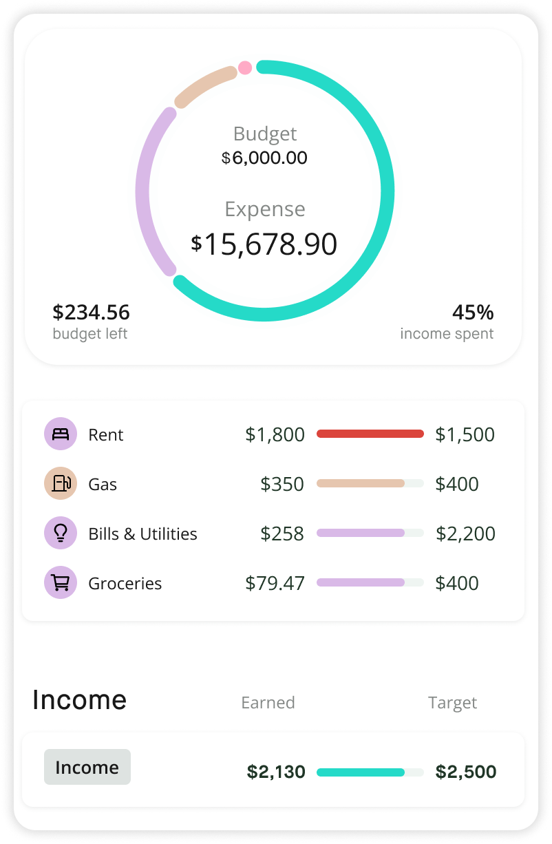 Mobile mockup with muted category chips